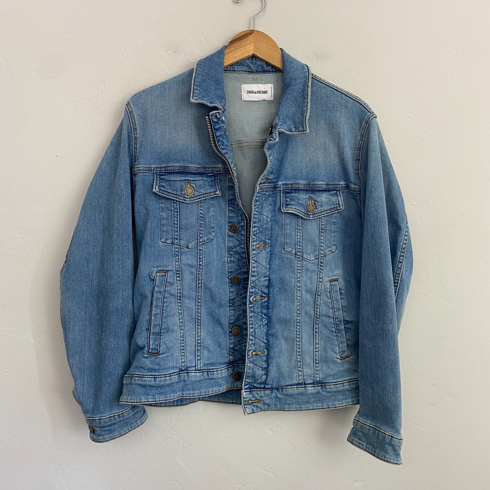 Zadig and Voltaire Denim Jacket Women Size Large Blue Kase