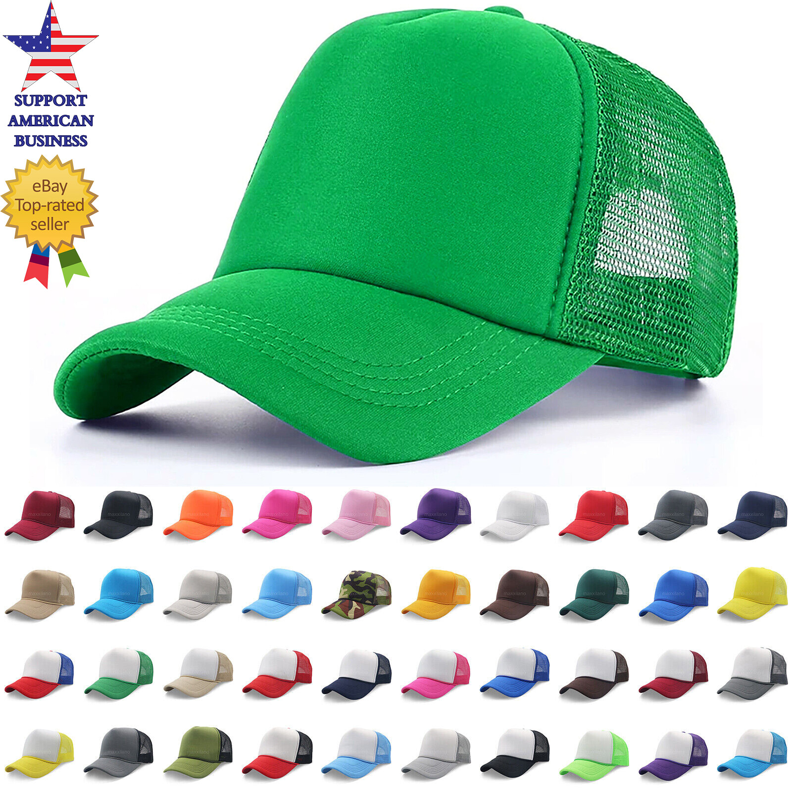 Foam Mesh Baseball Cap Snapback Adjustable Plain Solid Men Hats Caps