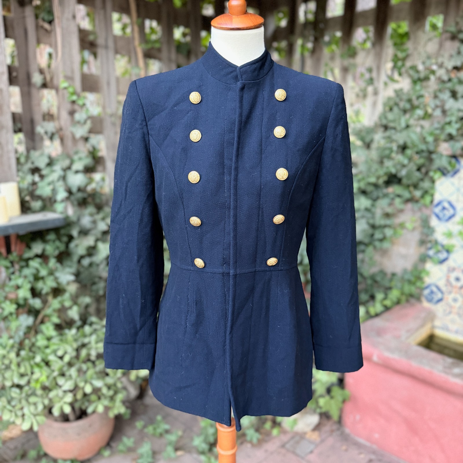 VTG Ralph Lauren LRL Napoleon Jacket Size 8 Crest Buttons Wool Military Blazer