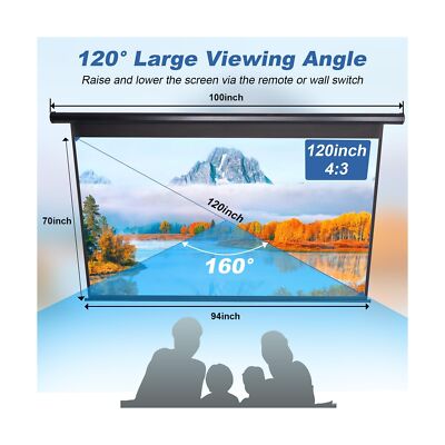 120 Inch Projector Screen Motorized 4:3 HD Electric Rising Projector Screen P...