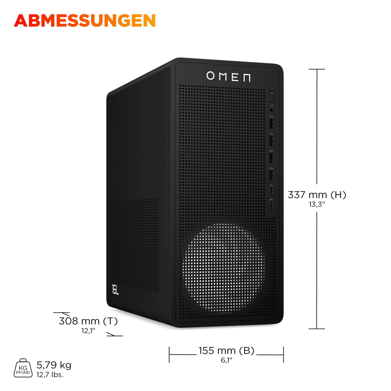 HP OMEN 16L Gaming-PC TG03-0277ng AMD Ryzen 7 RTX 5060 Ti 1TB SSD 32GB B-WARE - Bild 5 von 5