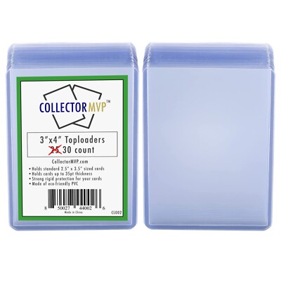 30 NEW Toploader Top Loaders Card Sleeves for Sports/Trading Cards 3x4 Storage