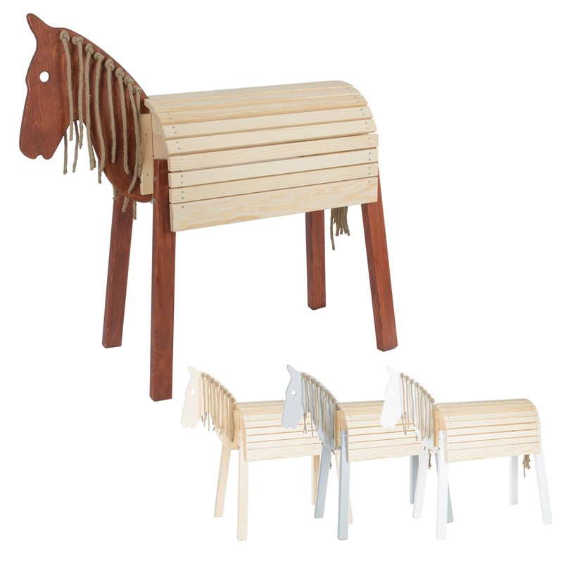 Holzpferd Voltigierpferd Spielpferd Gartenpferd Holzpony Outdoor-Pferd Reitpferd