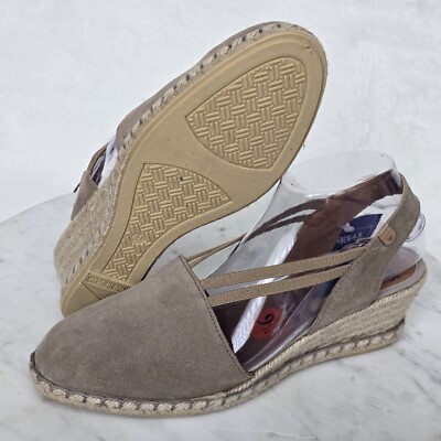 Verbenas Maika Suede Rope Jute Espadrille Wedge Sandal Taupe 9.5 EU 41 Spain NWT