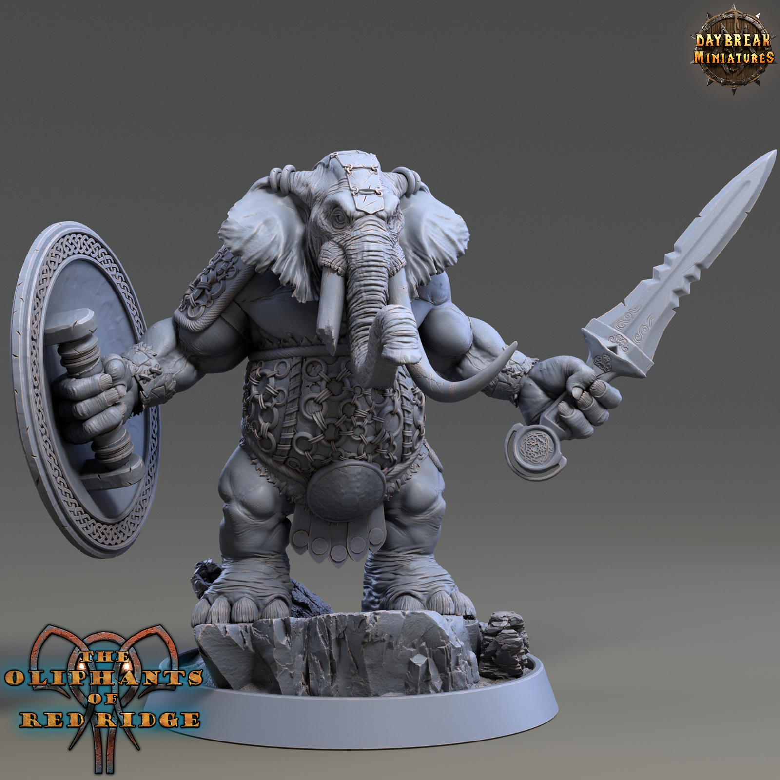 Elephant Man Achilles, D&D Wargaming Fantasy Beastmen Elephant Miniature 32mm
