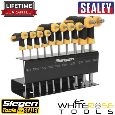 Siegen T-Handle Trx-Star Security Key Set T9-T50 in Metal Stand Torx Trx 10pc 