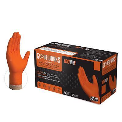 GLOVEWORKS HD Orange Nitrile Industrial Disposable Gloves 8 Mil Latex-Free Ra...