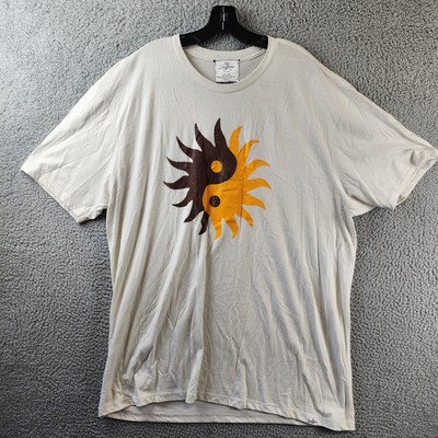 Kid Dangerous Yin Yang Sun Graphic Print Tee Men's XXL Natural Pullover S/S