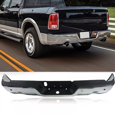 Chrome Steel Rear Bumper For 2009-2018 Dodge Ram 1500 2019 Classic W/Sensor Hole