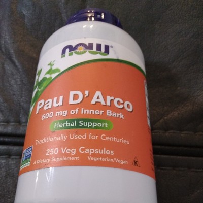 NOW Pau D'arco  Inner Bark 500mg 250 Capsules EXP 09/25#5