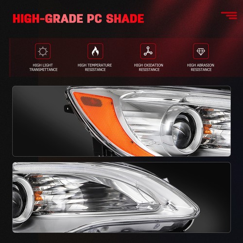 Headlights Assembly For 2011-2014 Chrysler 200 Chrome Housing w/LED DRL Pair