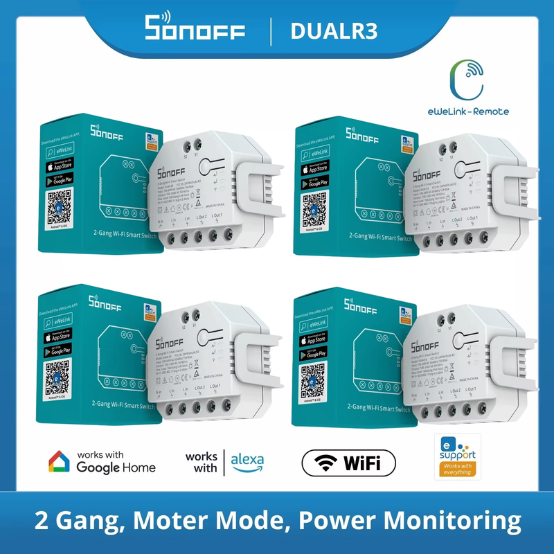 DUAL R3 DUAL R3 Lite 2-Gang Switch WiFi MINI Switch with Power Metering Dual Rel