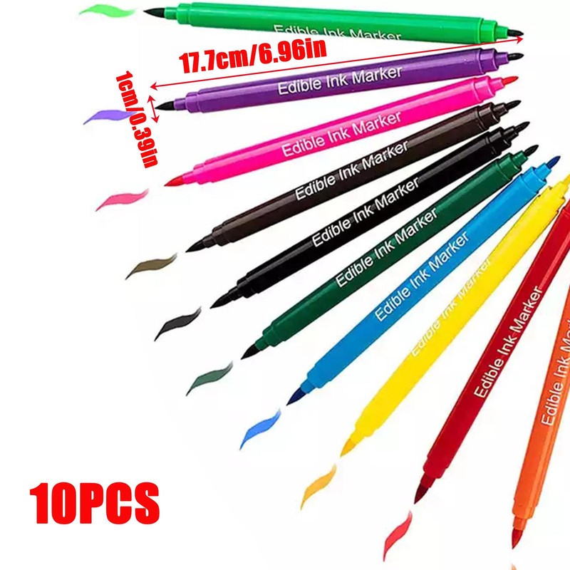 10Pcs Edible Markers For Cookies Food Coloring Marker Pens Fine Tip Food Grade