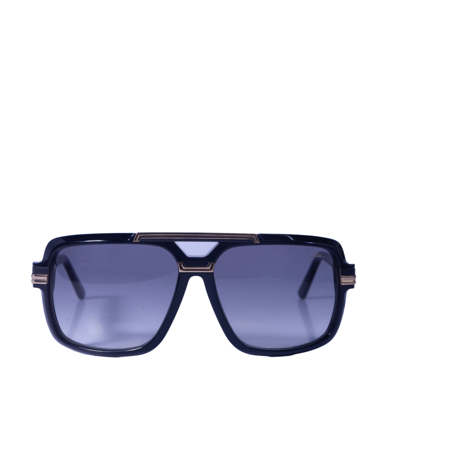 Pre-owned Cazal Rectangular Sunglasses 8042-001 Black-gold Frame In Gray