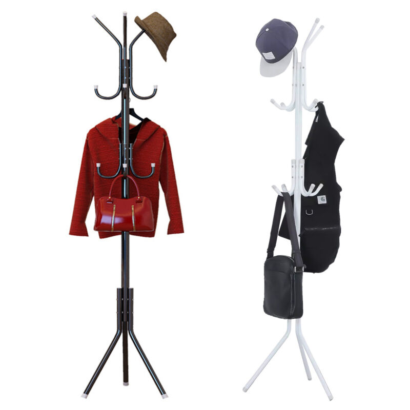 Metal Coat Rack Stand Freestanding 5.7ft w/ 12 Hooks Hat Coat Hanger Organizer