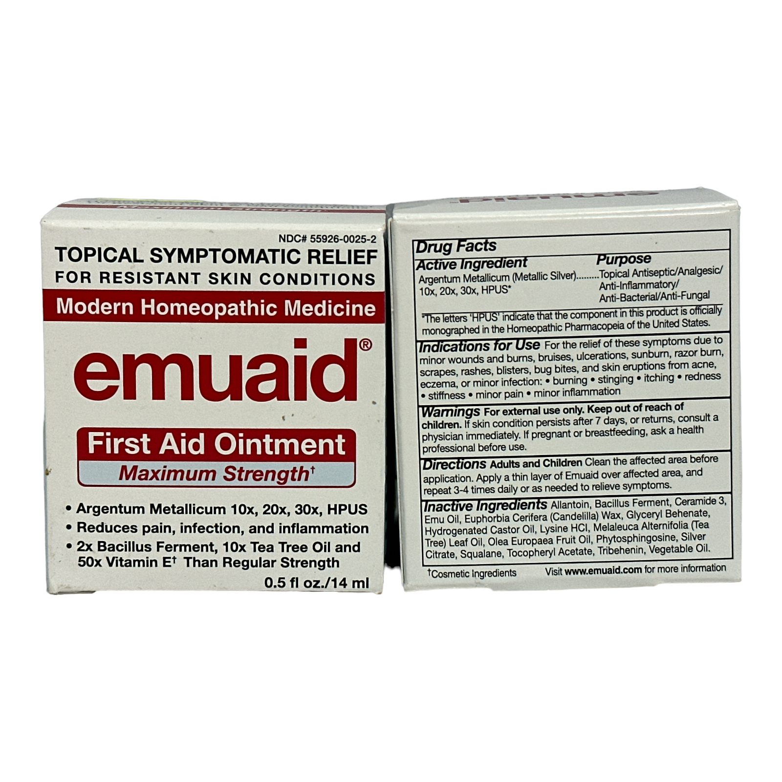 2X Emuaid First Aid Ointment Maximum Strength 0.5fl.oz./14ml New In Box;LOT OF 2