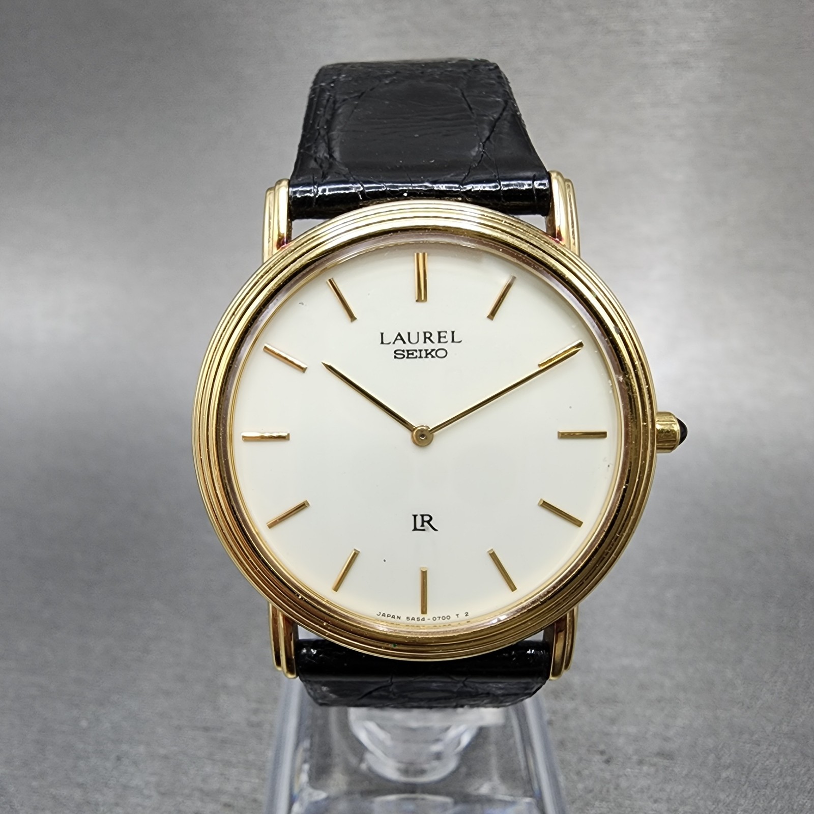 Seiko Laurel Watch Men 32mm White Dial Gold Tone 5A54-0340 New