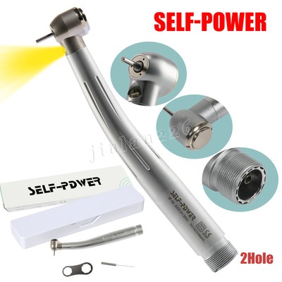 Self-Power Dental LED E-generator High Speed Handpiece Push Button Tip 2Hole B2