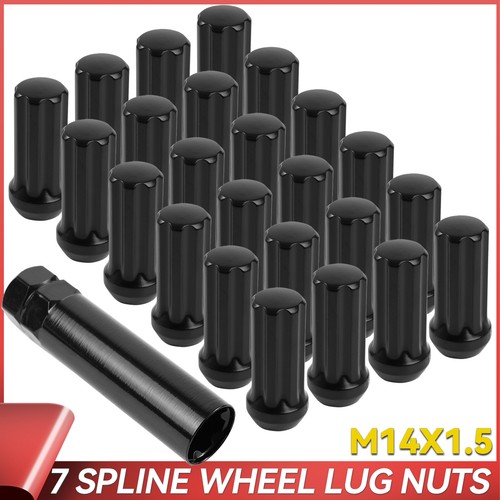 32Pc Black 2 Tall 14x1.5 Tuner Spline Lug Nut Fit Chevrolet 8Lug Vintage Truck