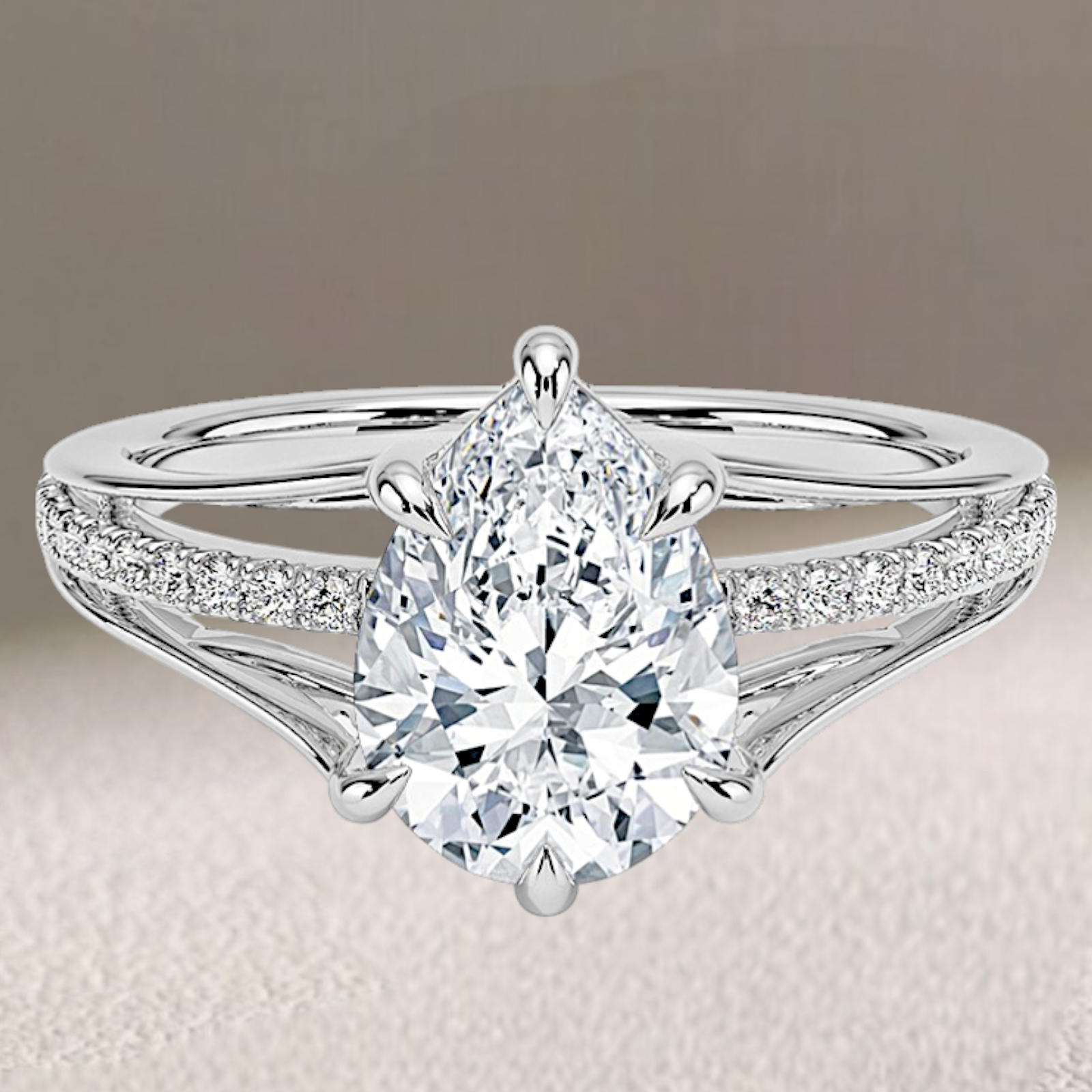 4.15 Ct Pear Cut IGI Certified Lab Created 950 Platinum Diamond Engagement Ring