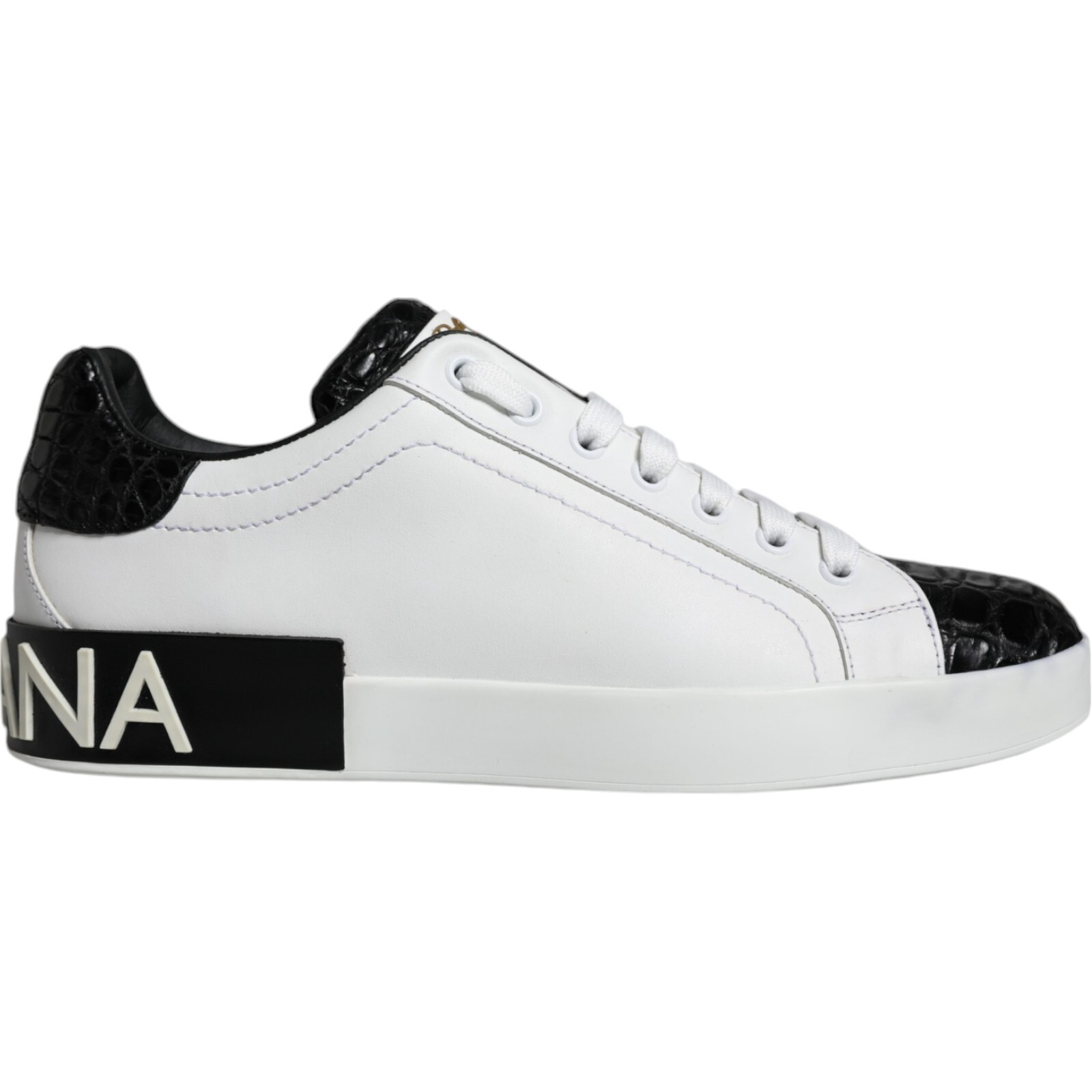 Dolce & Gabbana CQ0436AY32980999 関税送料込 DOLCE & GABBANA Shoes Black Leather Logo Portofino Sneaker