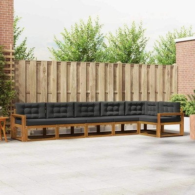 Outdoor Sofa Set with Cushion 6 pcs Natural and Anthracite