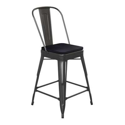 Kai Commercial Grade 24" High Black Metal Indoor-Outdoor Cou