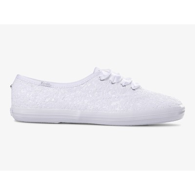 Keds Women Champion Sequins Sneaker White 5 W Fashion Sneakers Canvas