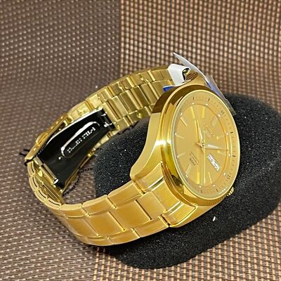 Pre-owned Seiko 5 Snkn96j1 Automatic Gold Tone Made In Japan Analog Men's Casual Watch