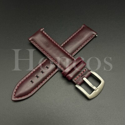 18 20 22 MM Burgundy Satin Genuine Leather Watch Band Strap Fits for Omega Quick