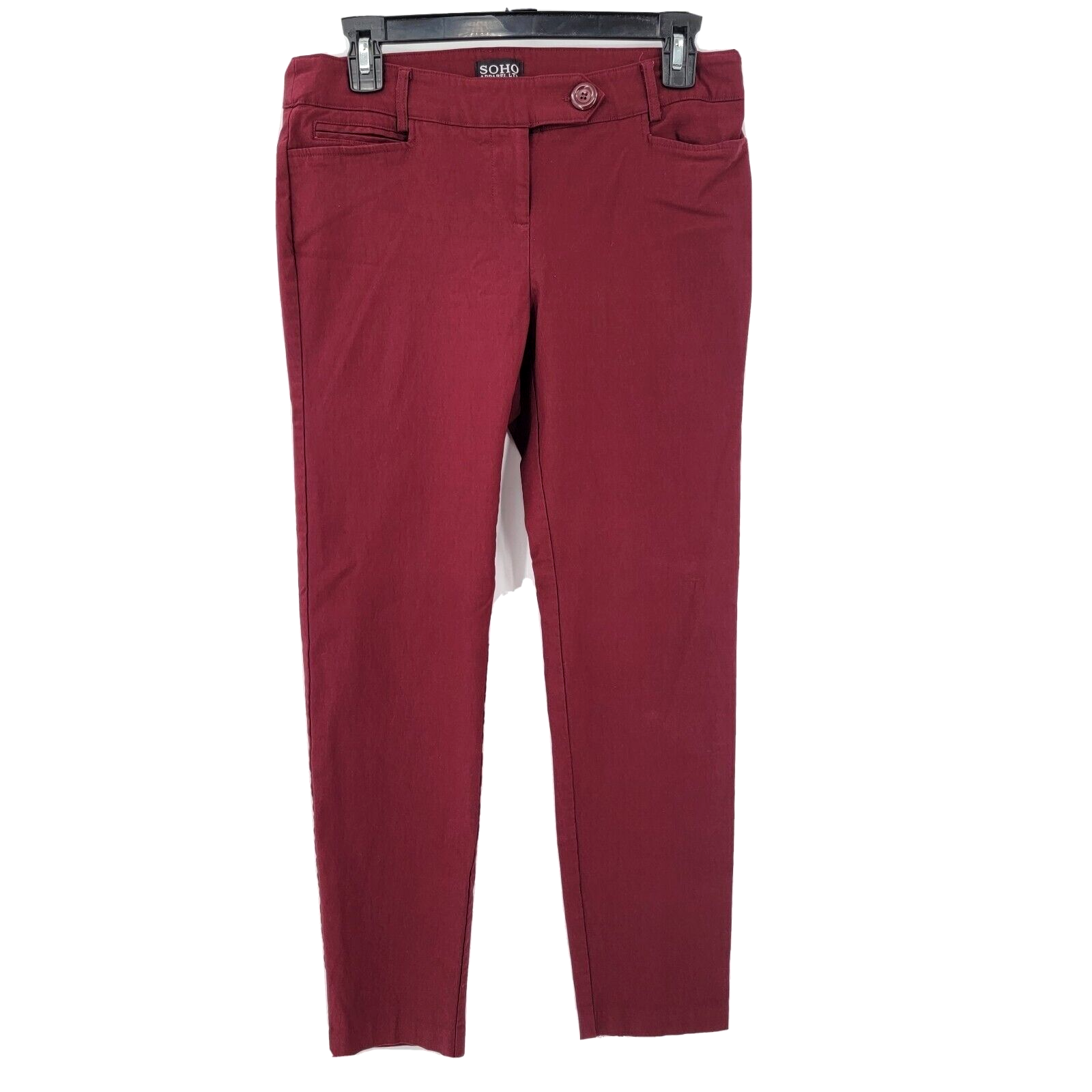 Soho Apparel Ltd Women's 6 Mid Rise Skinny Stretchy Red