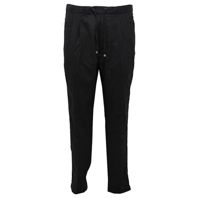 Pre-owned Messagerie 3048ab Pantalone Uomo  Mix Wool Black Melange Trouser Men In Nero