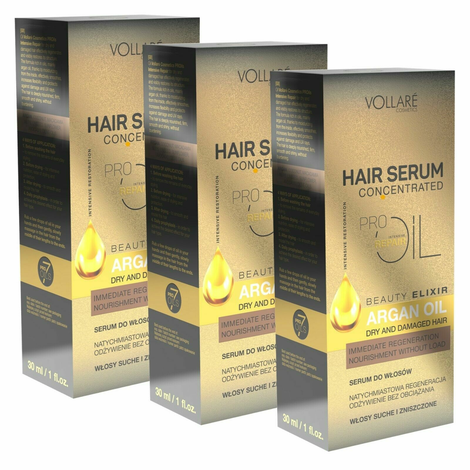 Huile Haarserum Cheveu Pflegeserum Réparateur L'Huile D'Argan 3x 30 ML