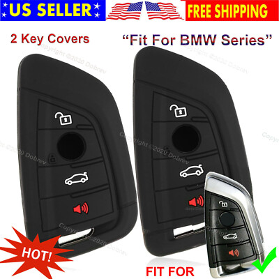  2x Silicone Keyless Entry Case Fob Holder Protector Cover Skin Fit for BMW Key