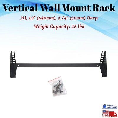 Vertical Wall Mount Server Rack 2U 19'' Network IT Bracket Space Saver Mountable
