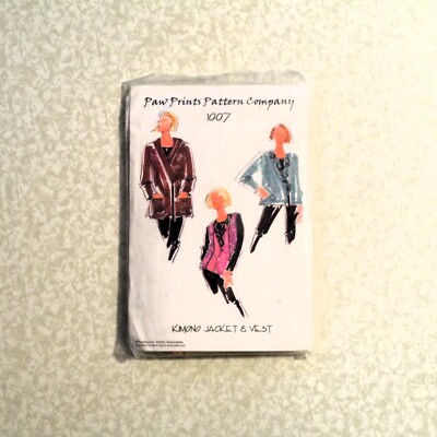 Sewing Pattern 1007 Kimono Jacket &Vest Paw Prints Pattern Company