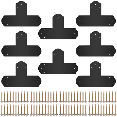 VEVOR Black T Mending Plate T-shape 8 PCs 6'' Flat Connector Post to Beam Bracket