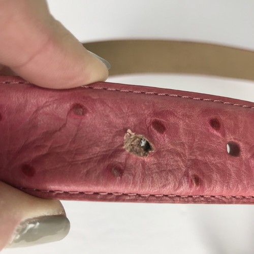 Roper Leather Pink Ostrich Western Belt Rhinestone Removable Buckle Size S K10