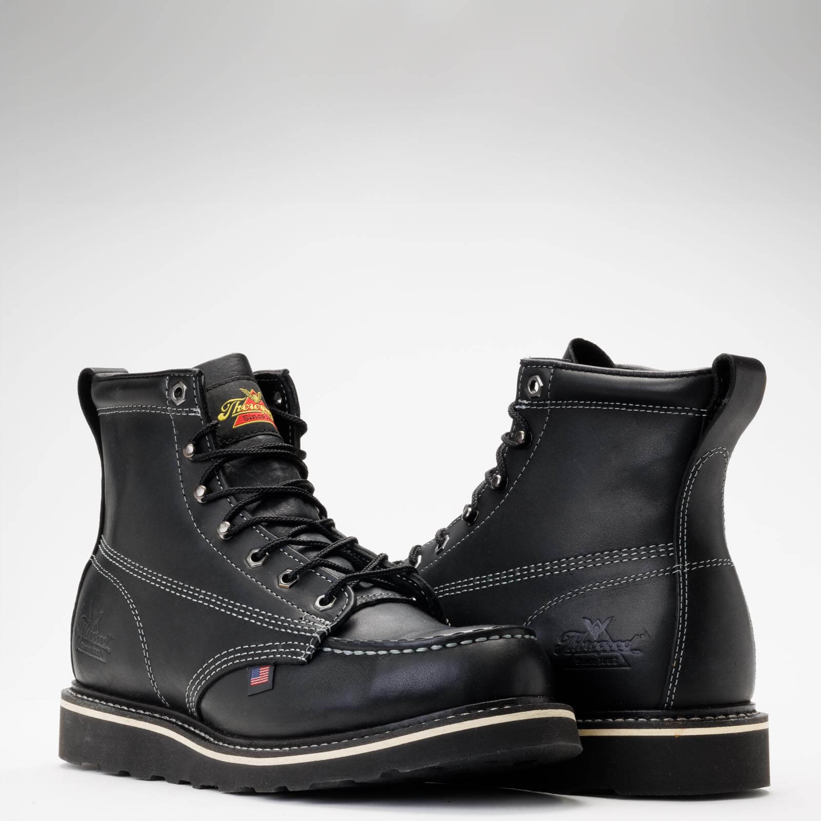 Pre-owned Thorogood Men's Midnight Series 6″ Black Toe Boo, Style 814-6206, Size 9 D