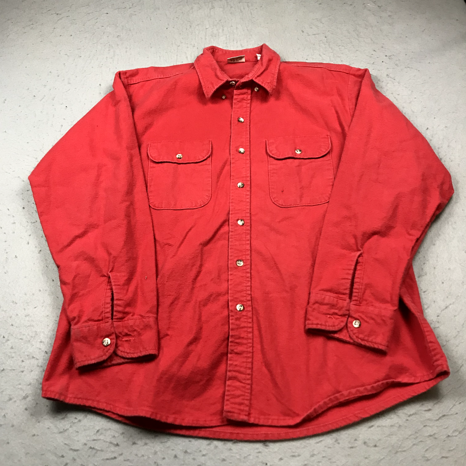 VINTAGE Five Brother Flannel Shirt Mens XL Tall Red Cotton Western