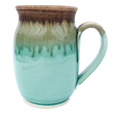 Studio Art Pottery Coffee Mug Signed Scott Wilson RusticTeal Turquoise 4.5''H