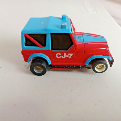 Tyco Jeep CJ7 Curvehuggers Ho Slot Car Lighted  Vintage Red Blue
