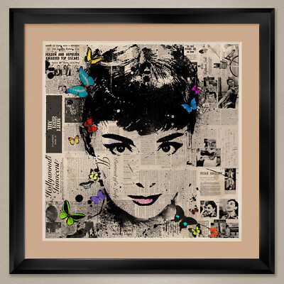 35W''x35H'' AUDREY HEPBURN by VEEBEE - SABRINA GIGI DOUBLE MATTE, GLASS and FRAME