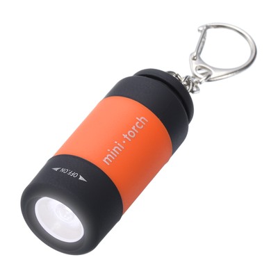 Mini Keychain Flashlight, LED Flashlight Torch USB Rechargeable, Orange
