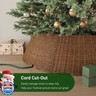 ELYKEN 42 Inch Wicker Christmas Tree Collar, Large Xmas Woven Tree Skirt for 9-12 ft Trees, Stylish Plastics Rustic Farmhouse Basket for Tree Base Cover with Cord Cut-Out for Pencil Tree, Brown