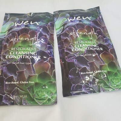 2x WEN by Chaz Dean STRENGTH Restorative CLEANSING CONDITIONER 2oz Ea PACKET NEW