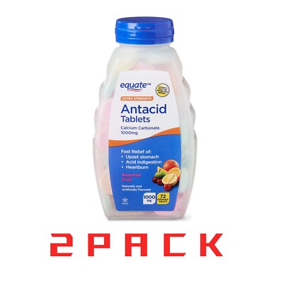 (Pack of 2) Equate Ultra Strength Antacid Chewable Fruit Tablets, over the Count