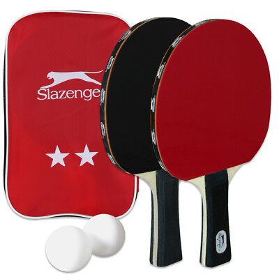 Slazenger Tischtennisschläger Set Ping Pong Tischtennis 2 Schläger 2 Bälle Hülle