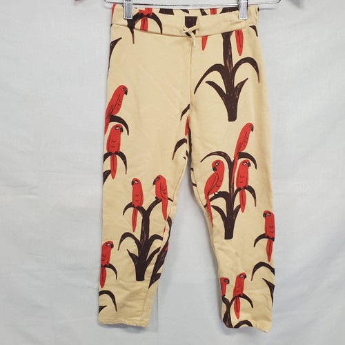 Mini Rodini Pants Size 116 - 122 Red Bird Print Kids Tan Red