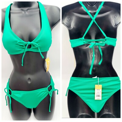 Kona Sol Women's Medium Coverage Two Piece Swim Suit  Green Size XS 0-2 NEW